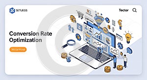 Conversion Rate Optimization Isometric Vector