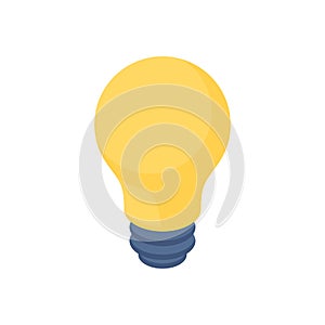 Isometric vector illustration of glowing yellow light bulb