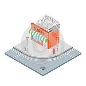 Isometric vector illustration of newsstand. photo