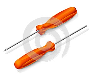 Isometric Vector Screwdrivers With Orange Handles