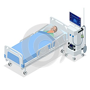 Isometric Ventilator Medical Machine designed to provide mechanical ventilation by moving breathable air into and out of photo