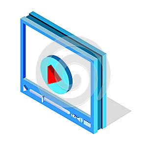 Isometric video player interface for web site design or mobile application. Vector illustration on white