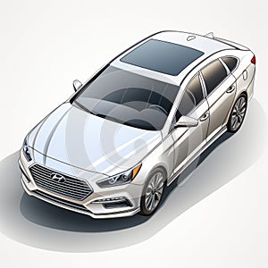 Isometric View Of 2016 Hyundai Sonata In Detailed Shading