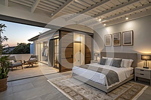 Isometric view bedroom interior 3D rendering