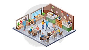 Isometric View of Co-working Office Space, vector design Generative AI