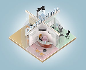 Isometric view of dental clinic interior photo