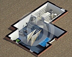 Isometric view of a furnished house