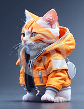 isometric view of a MINI cute hyperrealistic futuristic soldier cat. Generative AI photo