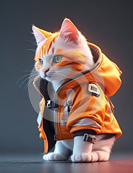 isometric view of a MINI cute hyperrealistic futuristic soldier cat. Generative AI photo