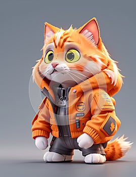 isometric view of a MINI cute hyperrealistic futuristic soldier cat. Generative AI photo