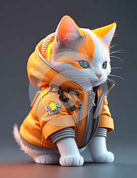 isometric view of a MINI cute hyperrealistic futuristic soldier cat. Generative AI photo