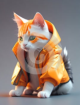 isometric view of a MINI cute hyperrealistic futuristic soldier cat. Generative AI photo