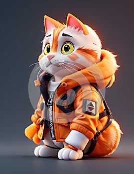 isometric view of a MINI cute hyperrealistic futuristic soldier cat. Generative AI photo