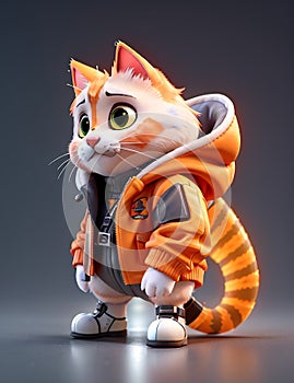 isometric view of a MINI cute hyperrealistic futuristic soldier cat. Generative AI photo