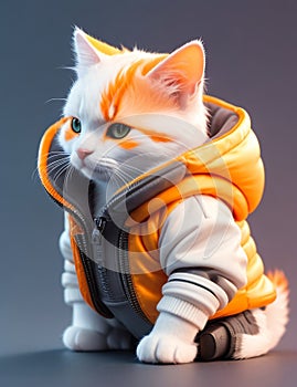 isometric view of a MINI cute hyperrealistic futuristic soldier cat. Generative AI photo