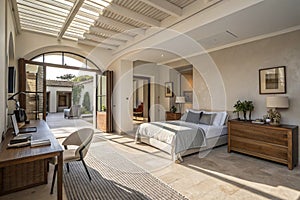 Isometric view of modern bedroom interior 3D rendering