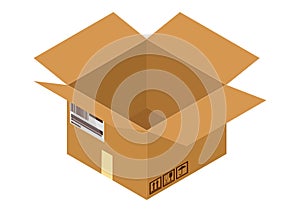 Isometric view of an open box. Vector
