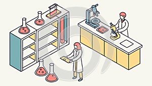 Isometric View of Scientists Conducting Lab Experiments, vector design Generative AI