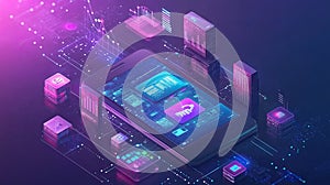 Futuristic Digital Network and Smartphone Interface