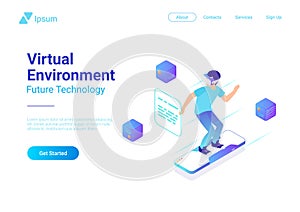 Isometric VR helmet Virtual Reality Environment gl