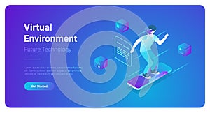 Isometric VR helmet Virtual Reality Environment gl