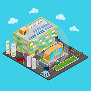 Isometric Warehouse with Industrial Shipping Area