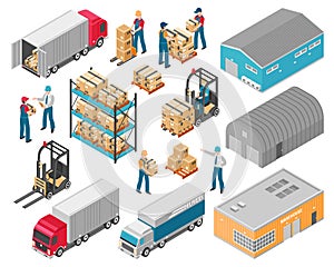 Isometric Warehouse Logistic Icon Set