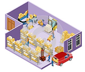 Isometric Warehouse Logistic Template