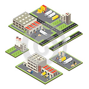 Isometric Warehouse Territories Set