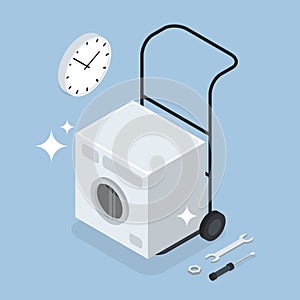 Isometric Washing Machine Repair Illustration