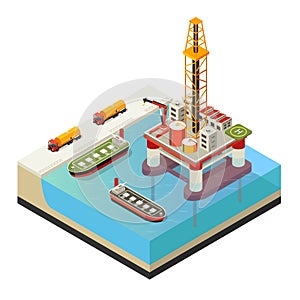 Isometric Water Oil Platform Concept