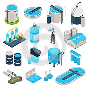Isometric Water Purification Icons