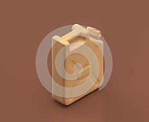 Isometric water tank, drum. camping object and scene, monochrome yellow camping equipment on brown background, 3D Rendering