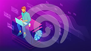Isometric web developer concept.