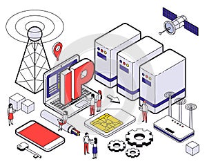 Isometric Web Hosting Colored Concept