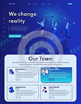 Isometric Website Template Landing page we change reality, we destroy your view of modern business