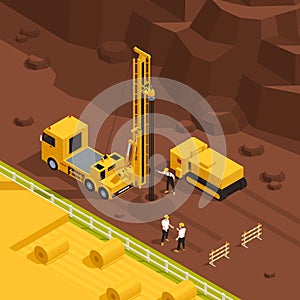 Isometric Well Drilling Illustration