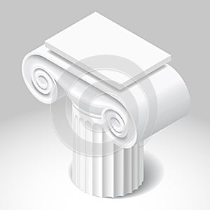 Isometric white capital of ancient column
