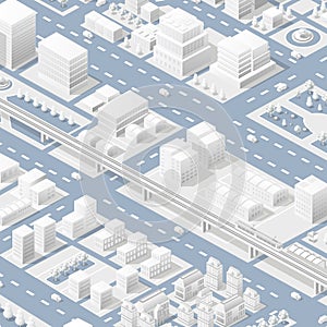 Isometric white city map navigations urban cartography business concept