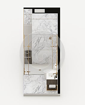 Isometric white marble toilet interior design 3d visualization