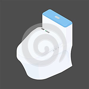 Isometric white toilet bowl icon isolated on gray
