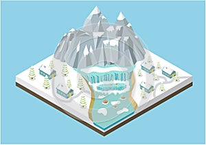 Isometric winter mountains background