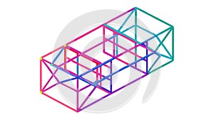 Isometric Wireframe Cube Structure, vector design Generative AI