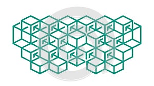 Isometric Wireframe Cubes Pattern Design, vector design Generative AI