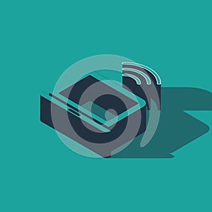 Isometric Wireless laptop icon isolated on green background. Internet of things concept with wireless connection. Vector