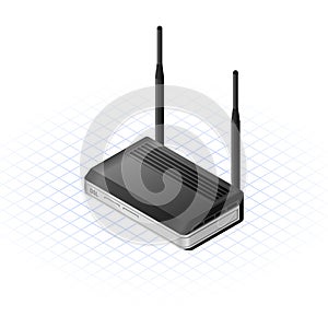 Isometric Wireless Modem Vector Illustration