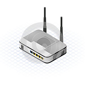 Isometric Wireless Router Vector Illustration