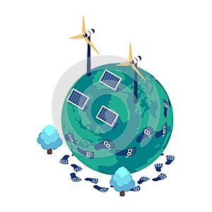 Isometric World with Carbon Footprint and Renewable Energy