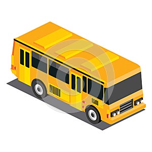 Isometric yellow school bus.Object isolated on white background. 3D icon