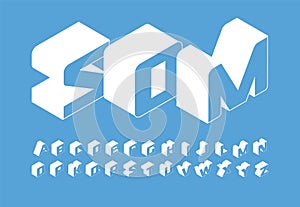 Isometry letters set. 3D isometric simple style vector latin alphabet. Font for infographic, web, banner, logo, monogram